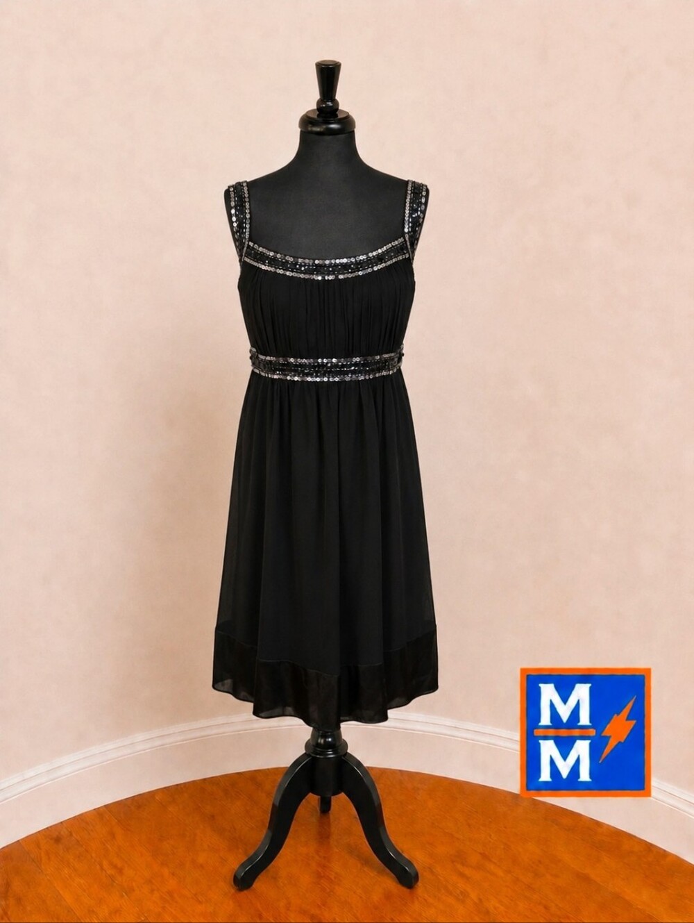 Dressbarn Woman Collection Black Sequin Empire Dress 18W.  Prom.  Formal.